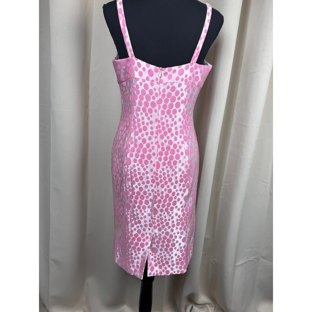 Vintage 90s Y2K Pink Polka Dot Mod Sheath Dress Size 8 Birthday Retro Barbiecore - Picture 4 of 7